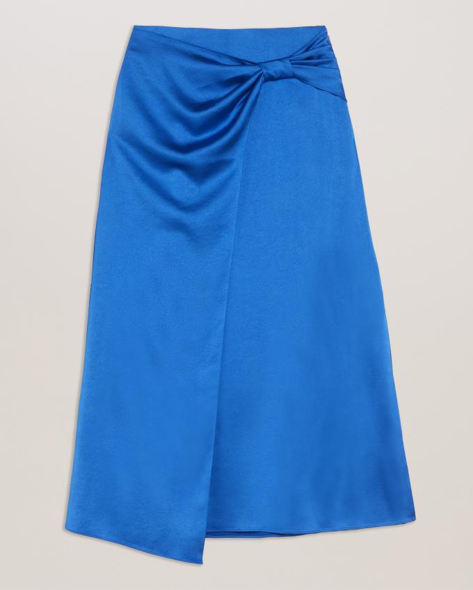 Jupe Ted Baker Satin Bow Knot Midi Bleu Femme | MPH-77033053